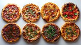 Tempting Pizza Spread: A Captivating Array of Six Mouthwatering Pizzas
