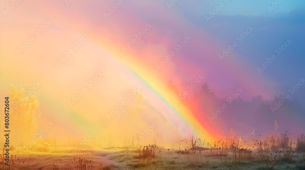 Naklejka premium rainbow over the field