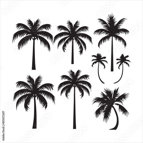 Tree and forest silhouettes silhouette tree line drawing set coconut tree silhouette illustrations