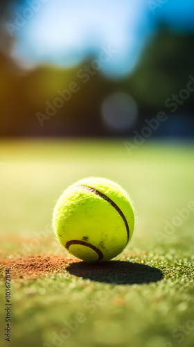 Close-up of tennis ball on court © ma