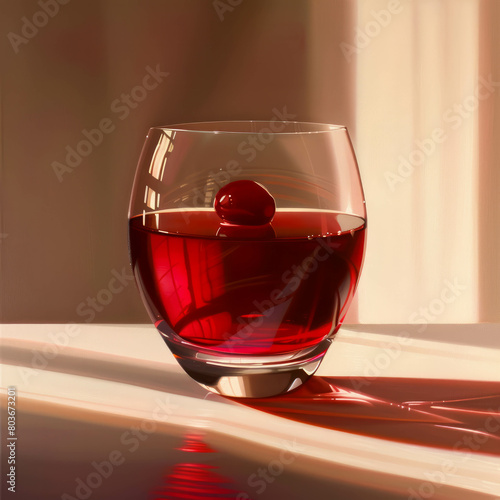 Savor the moment with a glass of red drink elegantly presented in a wine glass, perfect for any celebration. AI generative.
