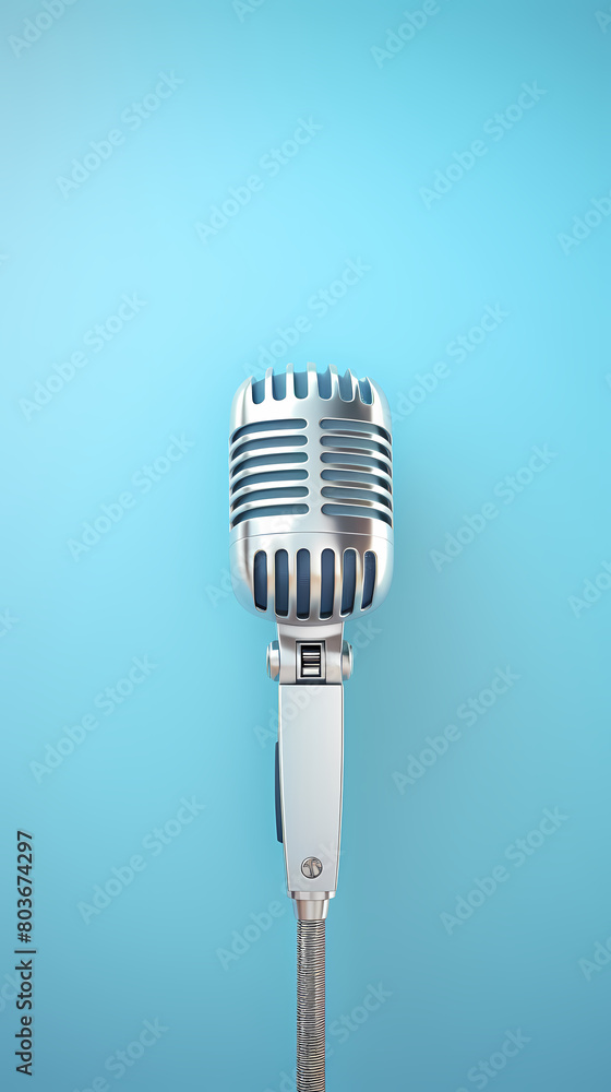 Retro microphone on blue background Retro microphone on blue background
