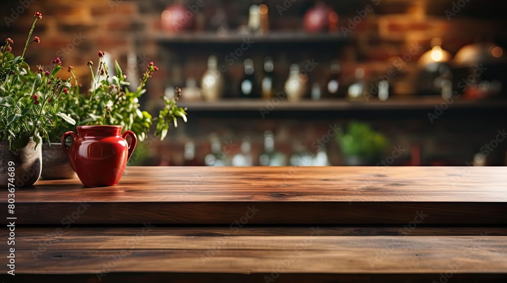 Wood podium product stand or display with cinematic light and blur background Wood podium product stand or display with cinematic light and blur background