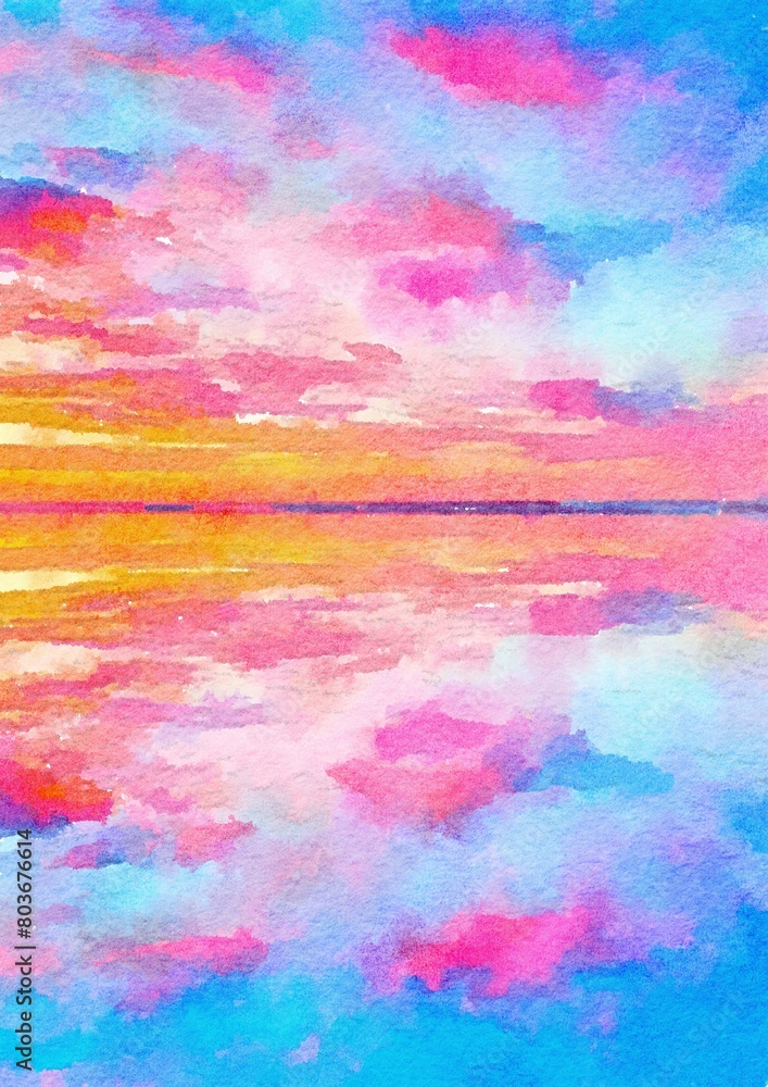 Sea Beach Sky Watercolor Illustration Art Sea Beach Sky Watercolor Illustration Art