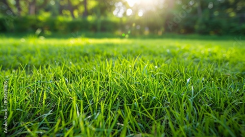 Lush green grass under the sunlight, symbolizing growth and vitality in nature, perfect for serene and fresh outdoor themes AI Generative.