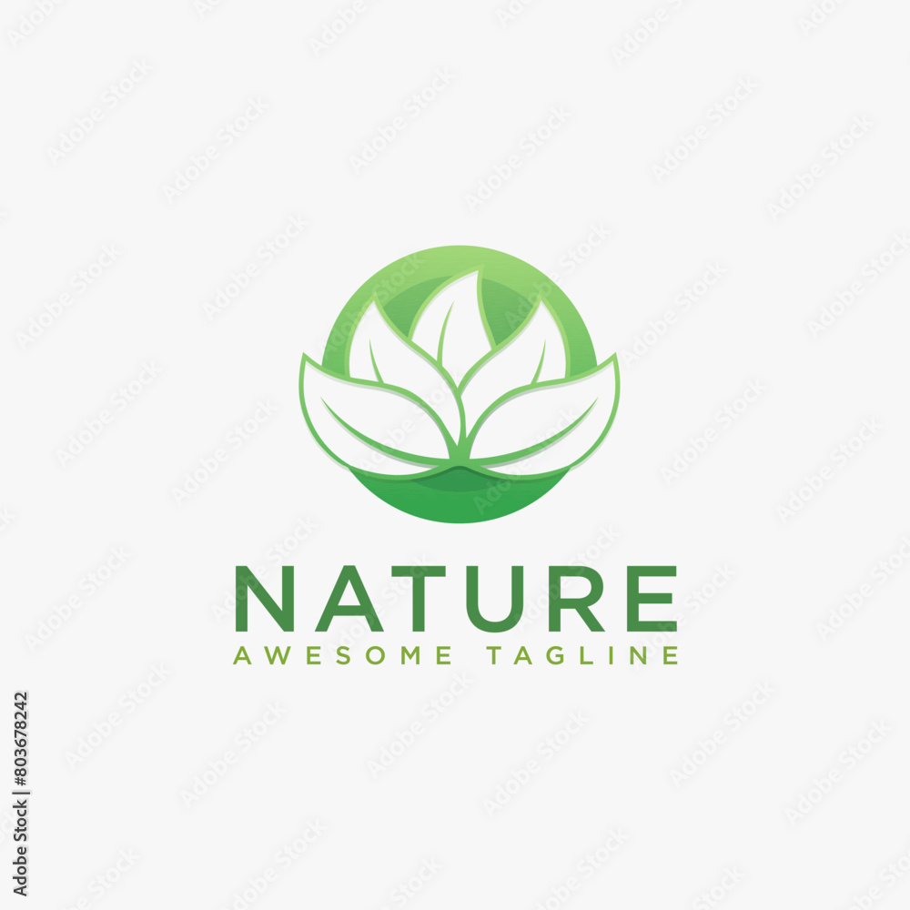 Modern negative space of circle leaves nature logo icon vector template on white background Modern negative space of circle leaves nature logo icon vector template on white background