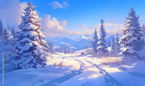 winter landscape with snow-generative aI © siwoo-mint