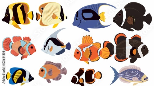 tropical fish near coral reef. fish. Illustrations