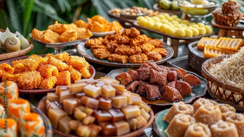 a buffet table with a variety of pastries