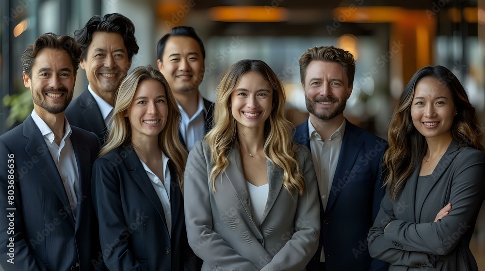 Professional satisfaction: A happy and cohesive team in a modern office Professional satisfaction: A happy and cohesive team in a modern office