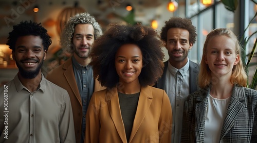 Successful collaboration: A happy and cohesive team in a modern office photo