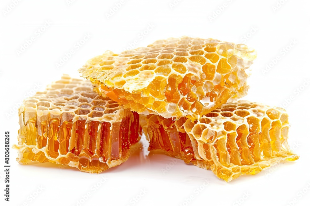 Honeycombs in closeup on white background Honeycombs in closeup on white background