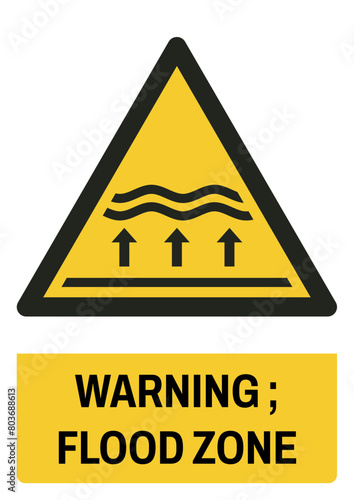 ISO warning safety signs_warning ; flood zone size a4/a3/a2/a1