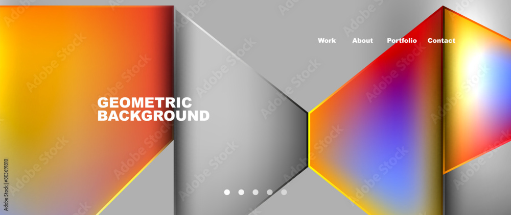 A modern geometric background featuring colorful triangles and rectangles on a gray backdrop. The design includes symmetry and patterns in electric blue hues A modern geometric background featuring colorful triangles and rectangles on a gray backdrop. The design includes symmetry and patterns in electric blue hues