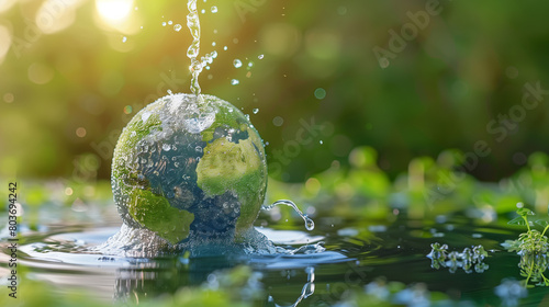 Saving water and world environmental protection concept. Eearth  globe  ecology  nature  planet concepts