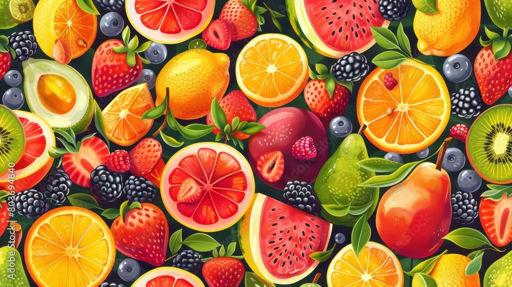 Seamless background of Colorful Fresh Fruits Seamless background of Colorful Fresh Fruits