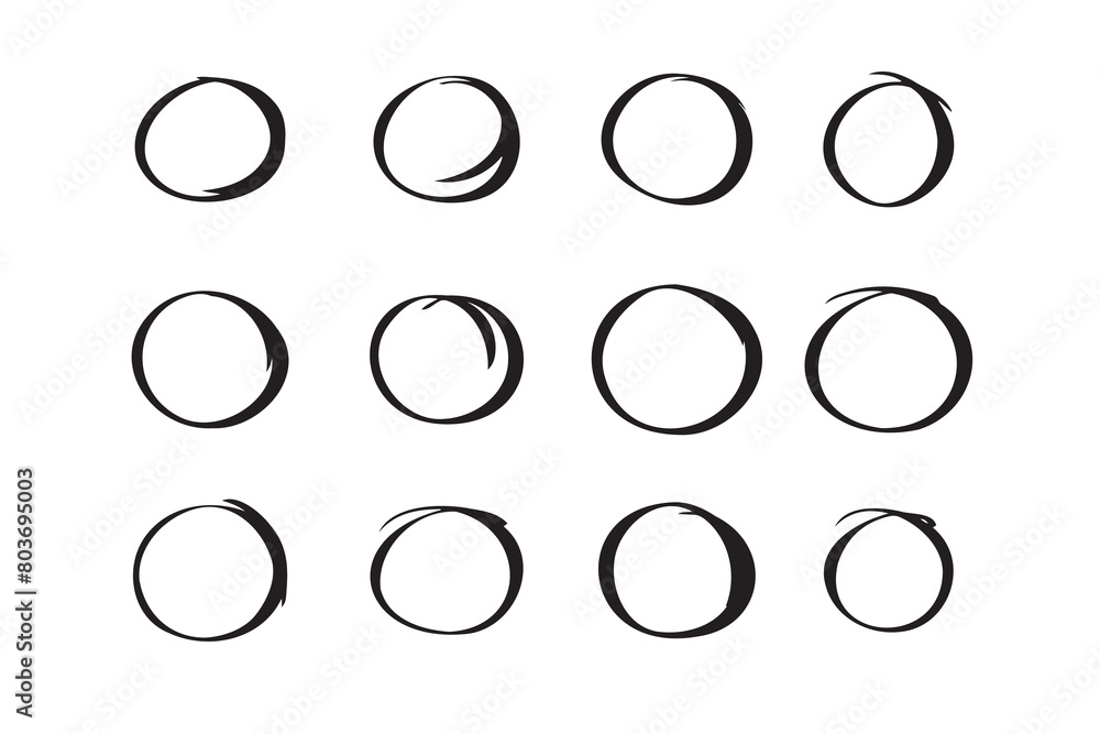 Circle hand drawn marker doodle line style for web site, text check Circle hand drawn marker doodle line style for web site, text check