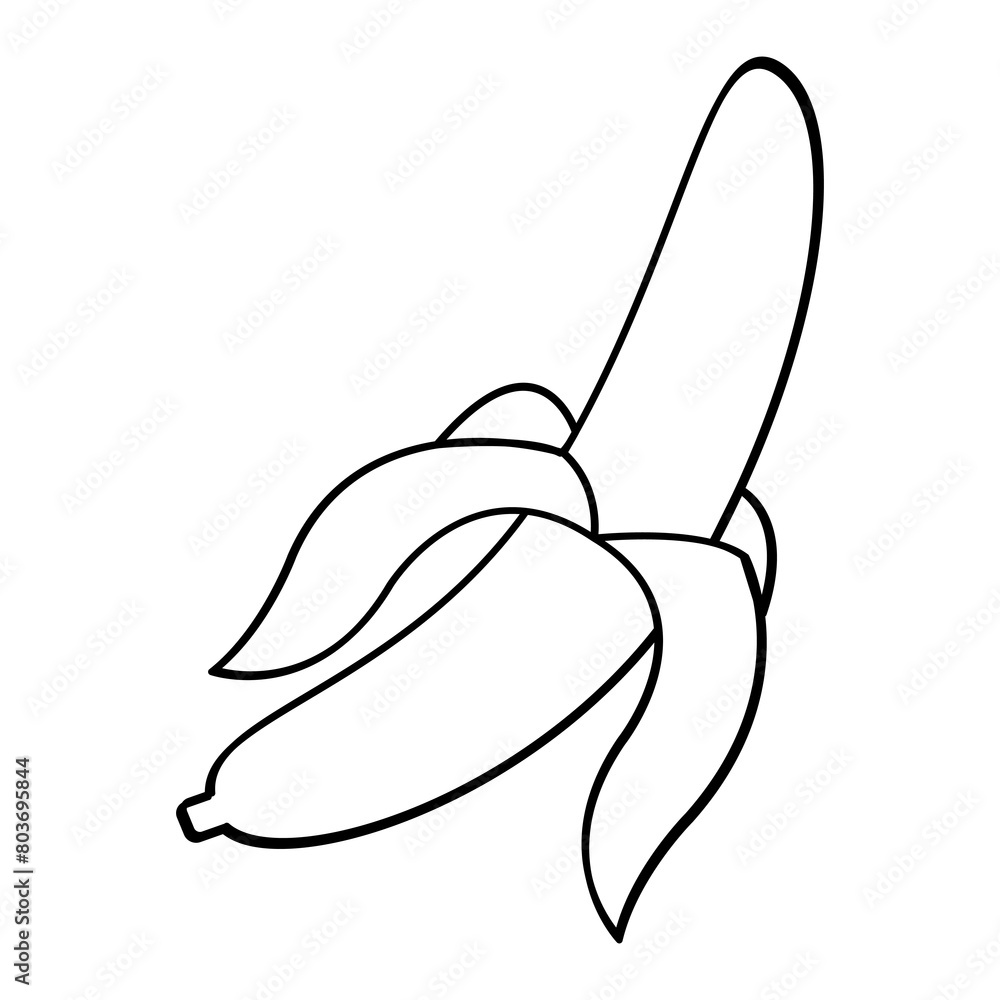 Illustration vector graphic of outline banana on white background for coloring page.