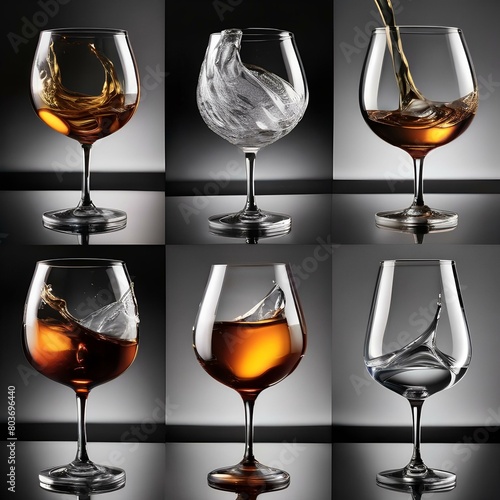 Assortment of brandy glass splashes with warm tones1 photo