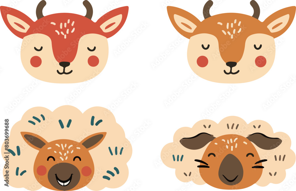 Adorable Cartoon Alpaca Faces Adorable Cartoon Alpaca Faces
