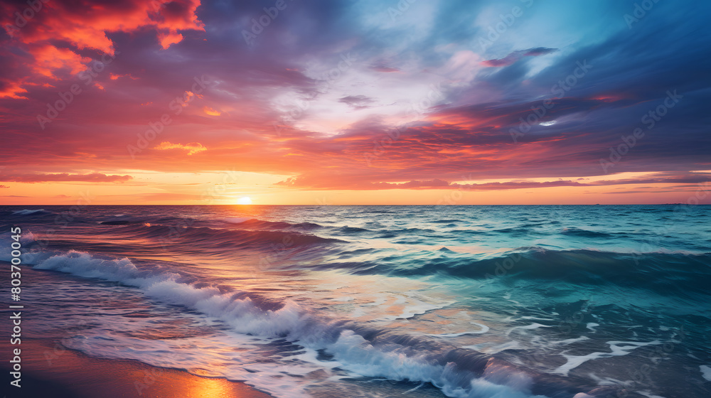 a beautiful combination of natural colors at sunset on the beach