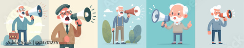 vector collection of grandparents with a megaphone