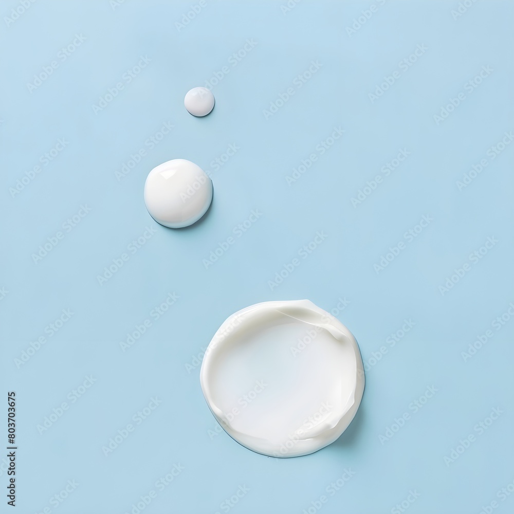 A group of white water droplets on a light blue surface with a pattern of small polka dots at the bottom of the droplets. Generating AI A group of white water droplets on a light blue surface with a pattern of small polka dots at the bottom of the droplets. Generating AI