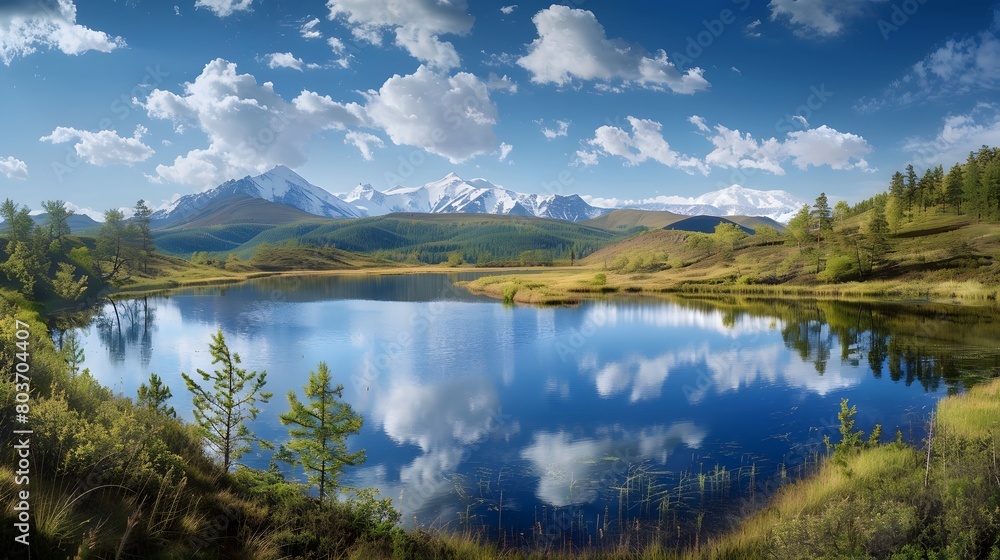 Tranquil mountain lake reflecting a serene cloudless sky Tranquil mountain lake reflecting a serene cloudless sky