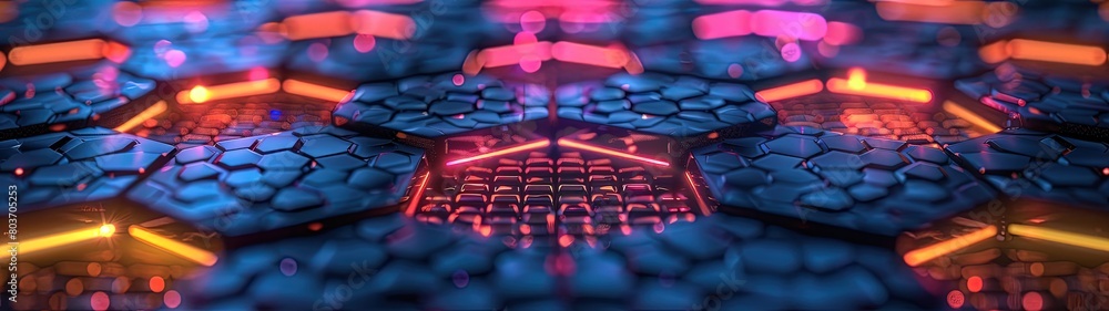 Hexagon tile crafted from black anthracite tiles and orange light, best for background banner. Hexagon tile crafted from black anthracite tiles and orange light, best for background banner.