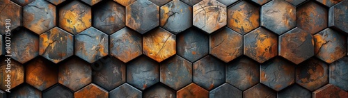 Beige hexagon modern tile textured background, best for background banner. © pengedarseni