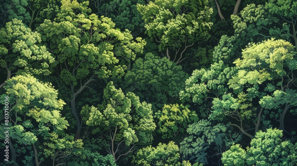 Naklejka premium Seamless pattern background of a lush forest scene