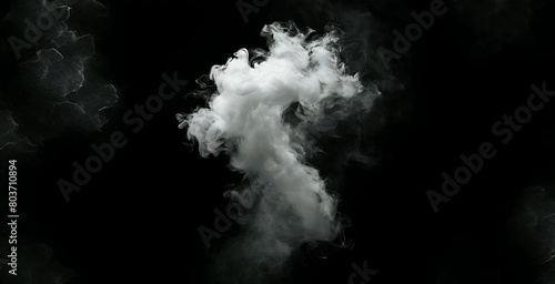 White smoke cloud isolated on black background