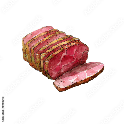 corned beef vector illustration in watercolor style