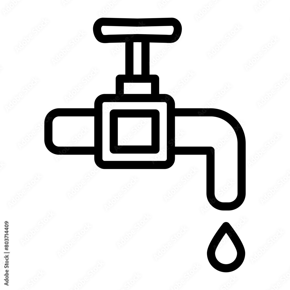 Faucet Vector Line Icon Design