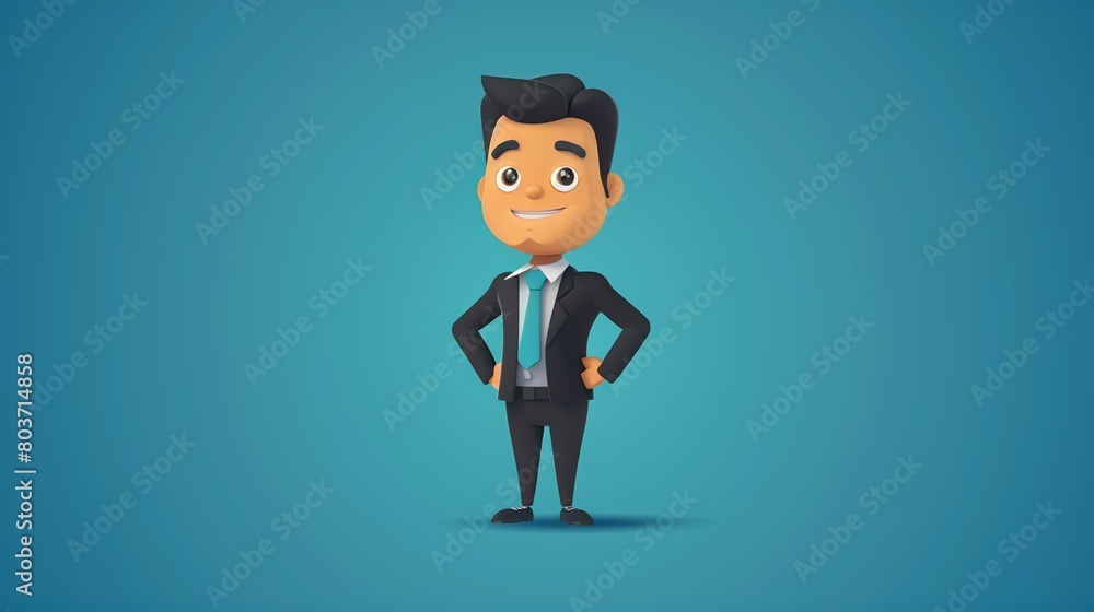 Vector art character, businessman, flat design into 3D space, Vector art character, businessman, flat design into 3D space,