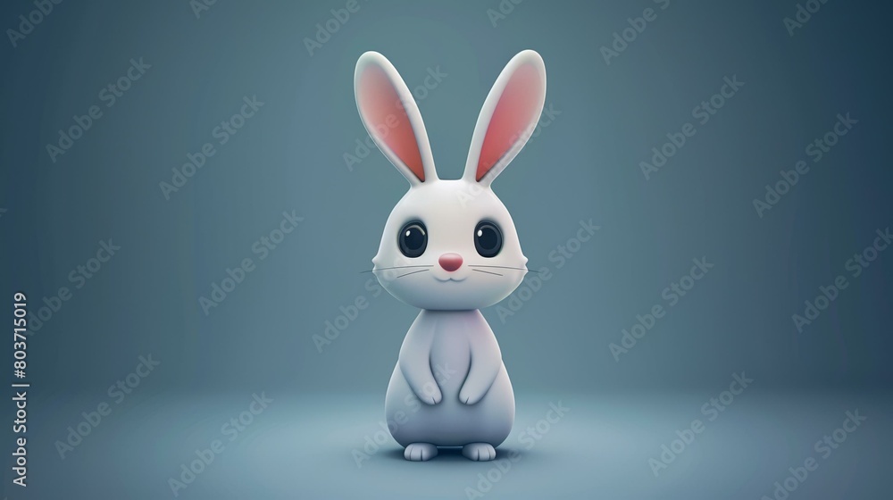 Vector art character, rabbit, flat design into 3D space,