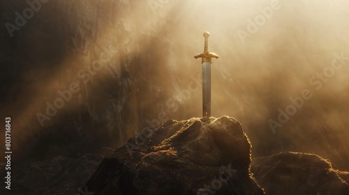 excalibur swork with shinning light