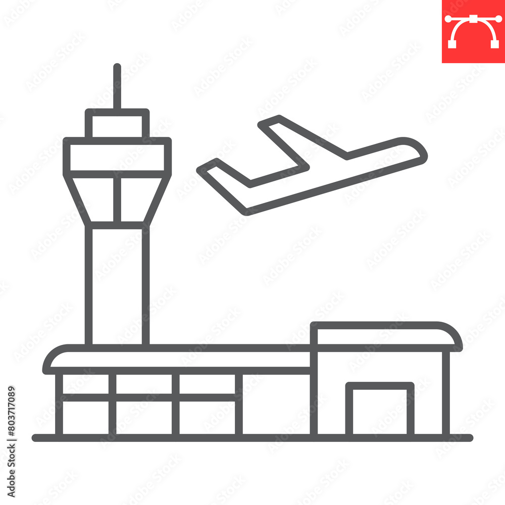 Airport line icon, building and architecture, terminal and airplane vector icon, vector graphics, editable stroke outline sign, eps 10. Airport line icon, building and architecture, terminal and airplane vector icon, vector graphics, editable stroke outline sign, eps 10.