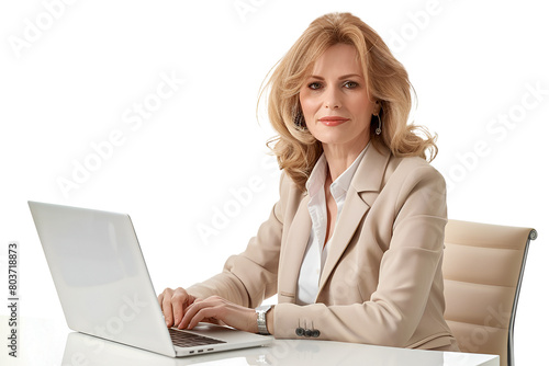 Beauty middle age business women working on laptop