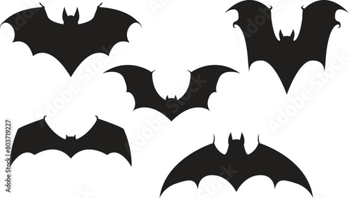 silhouette bat on transparent background, halloween bat, vector design