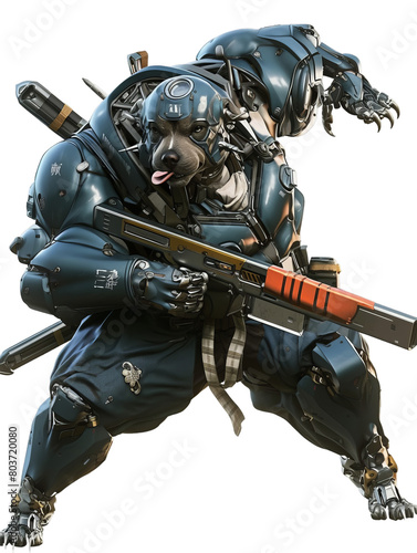Dog Cyborg Soldier Isolated