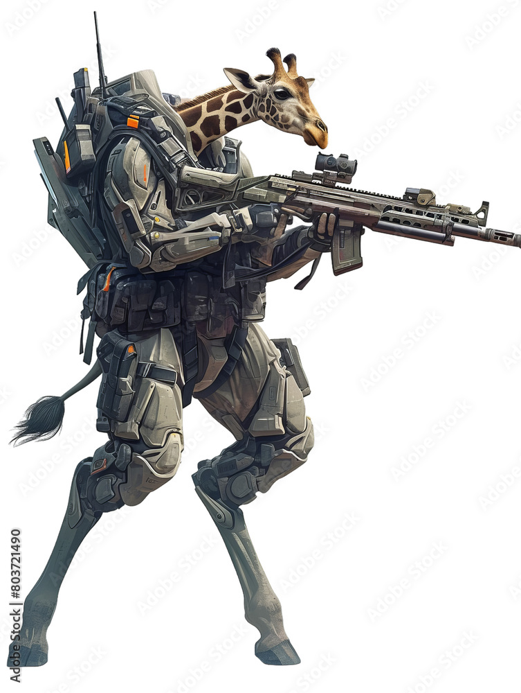 Giraffe Cyborg Soldier with Gun Giraffe Cyborg Soldier with Gun