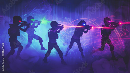 Children Having a Blast in Action-Packed Game with Laser Gun