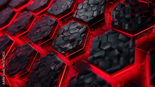 abstract 3d hexagon geometry background. Hexagonal abstract metal background with light.