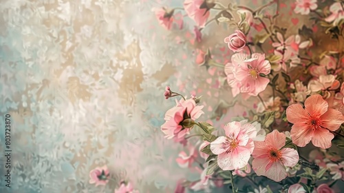 Vintage retro floral background illustration showcasing vintage floral wallpaper design in soft pastel 