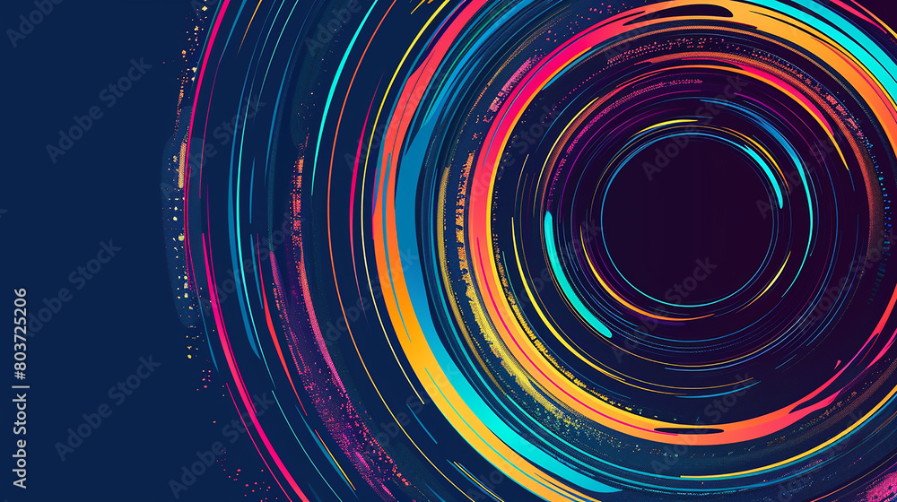 abstract neon colorful light speed circle effect dark blue background. abstract neon colorful light speed circle effect dark blue background.