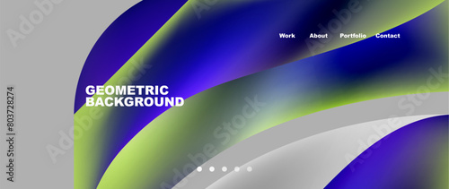 A pattern of electric blue and green waves resembling terrestrial plants with petals, set against a gray background, creating a closeup macro photography effect