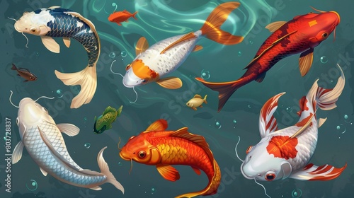 Fish School Realistic Set. fish. Illustrations