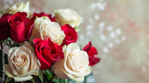 beautiful bouquet of red and white roses