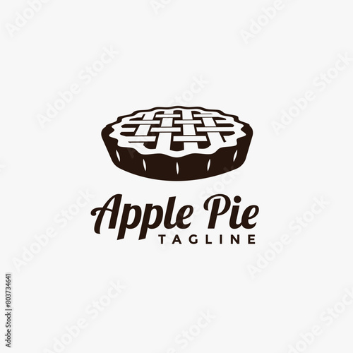 Vintage hipster retro apple pie logo vector template on white background